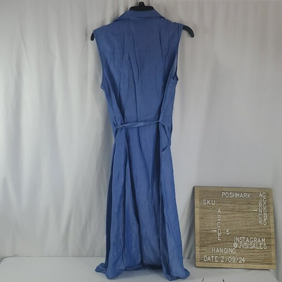 NWT GRACE KARIN Denim Sleeveless Button Down Dress with Belt Size L - Picture 4 of 6
